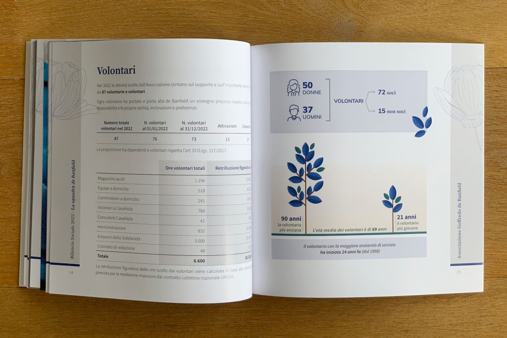 esempio layout impaginazione con infografica e tabelle